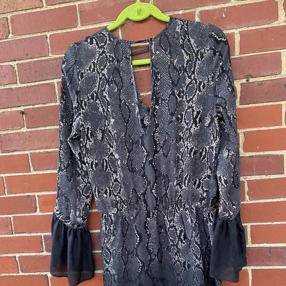 Silky grey Parker snake skin print dress, size S, sexy mini dress or tunic